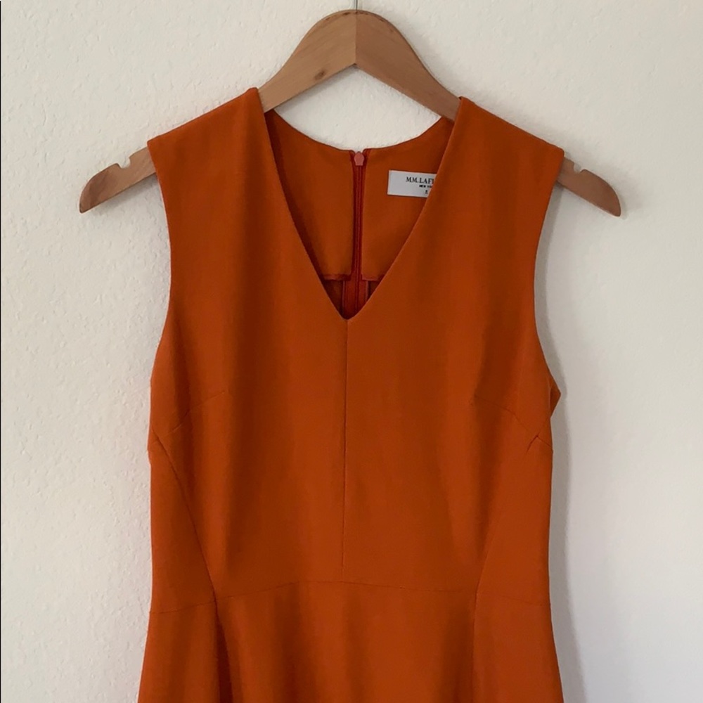 MM.LaFleur Sleeveless V-Neck Midi Dress in Burnt Orange